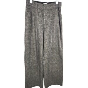 Max Studio Wide Leg Pull On Elastic Waist Pants Gray Tweed Size L has Pockets!